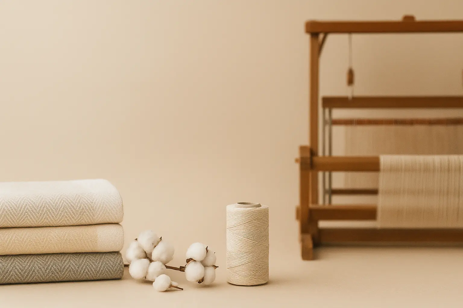 Nesis Textiles loom and woven cotton towels