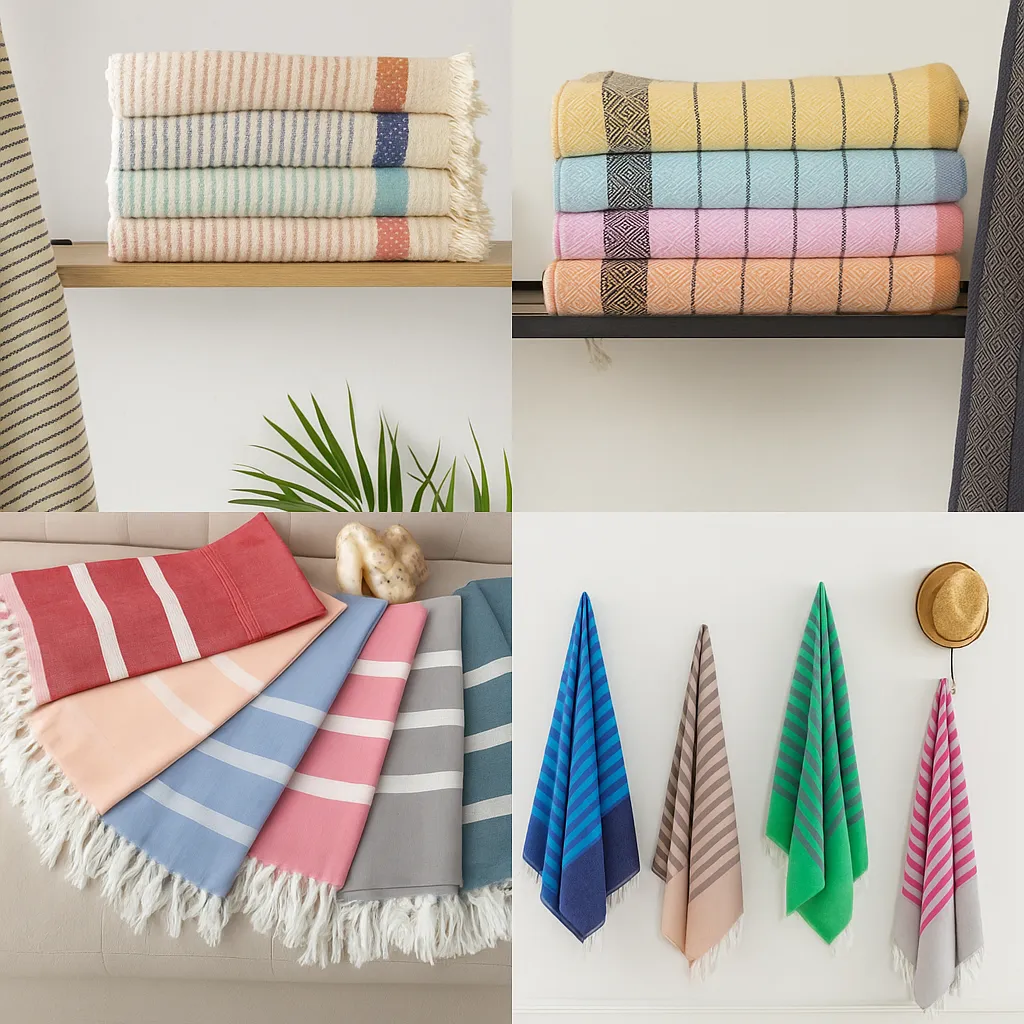 Peshtemal Manufacturer Turkish peshtemal striped towels made with natural cotton - folded product view