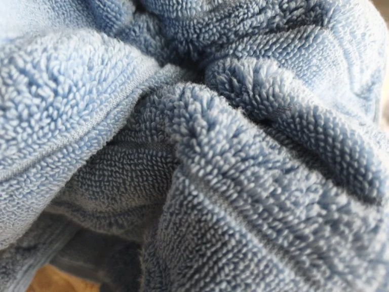 soft blue cotton towel texture closeup